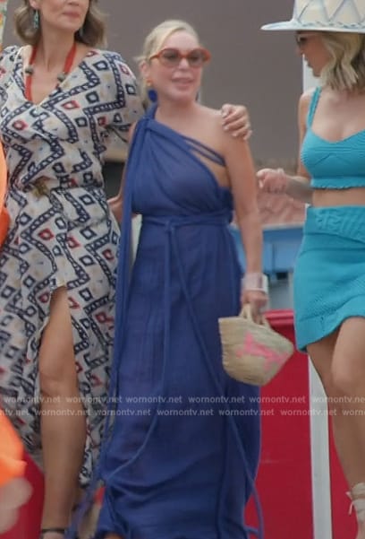 Marysol’s blue braided detail one shoulder dress on The Real Housewives of Miami