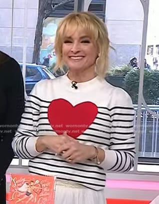 Meaghan B Murphy’s white striped heart sweater on Today