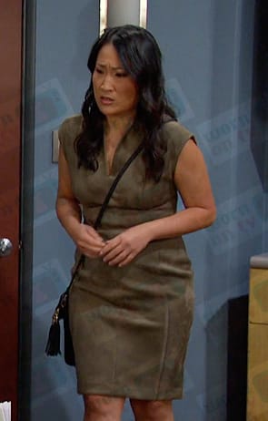 Melinda’s suede v-neck dress on Days of our Lives