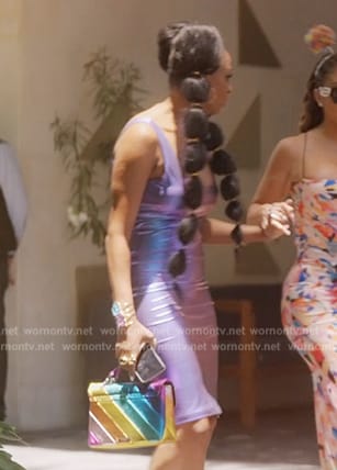 Guerdy’s metallic stripe bag on The Real Housewives of Miami