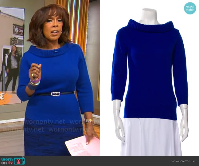 Michael Kors Cashmere Cowl Neck Sweater worn by Gayle King on CBS Mornings