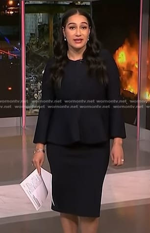 Morgan’s black peplum jacket and pencil skirt on NBC News Daily