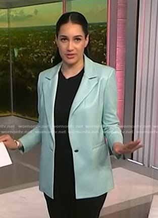 Morgan’s light blue leather blazer on NBC News Daily