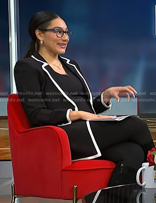 Morgan’s black contrast trim blazer on NBC News Daily