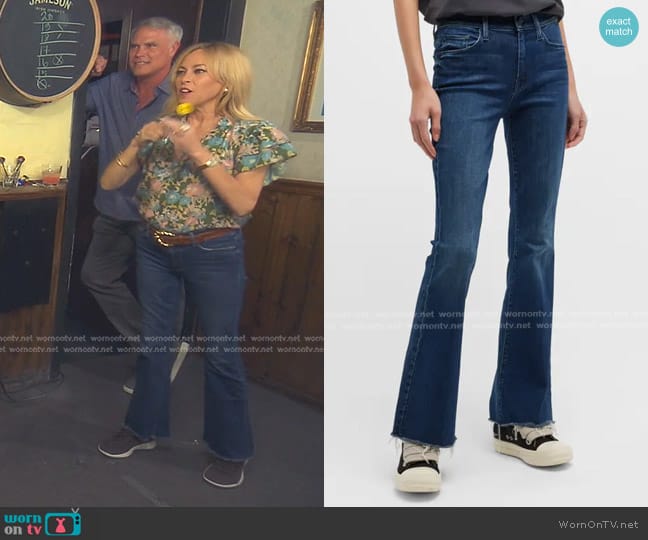 Mother The Weekender Frayed Flare Jeans in Mint Condition worn by Sutton Stracke on The Real Housewives of Beverly Hills