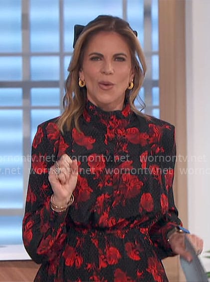 Natalie’s rose print dress on The Talk