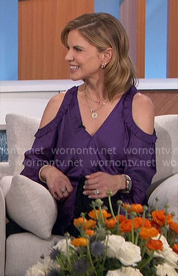 Natalie’s purple cold-shoulder dress on The Talk