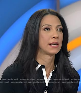 Natalie’s black contrast trim shirt on Today