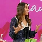 Nicole Berrie’s navy polka dot print dress on Tamron Hall Show