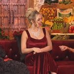 Nicole’s burgundy confessional dress on The Real Housewives of Miami