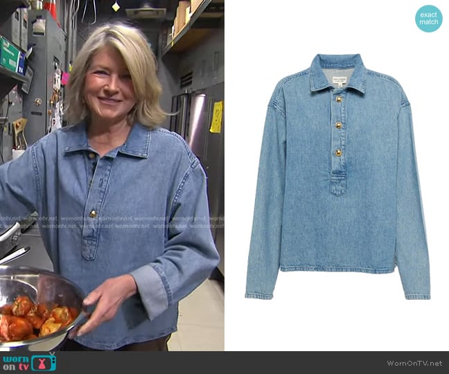 Nili Lotan Harper Denim Blouse worn by Martha Stewart on Today