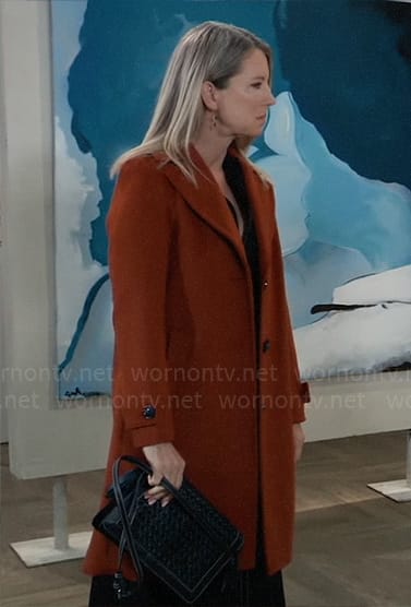 Nina’s rust brown coat on General Hospital