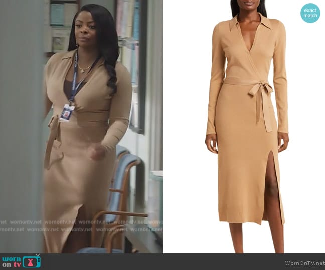 Paige Carmen Belted Long Sleeve Sweater Dress worn by Ava Coleman (Janelle James) on Abbott Elementary