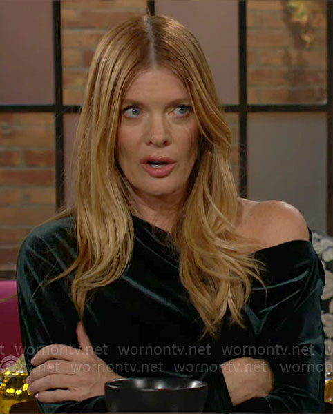 Phyllis’ green velvet top on The Young and the Restless