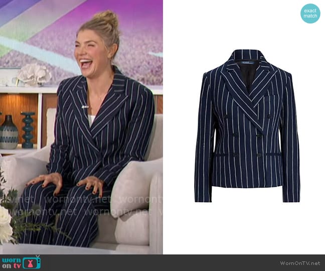 Polo Ralph Lauren Striped Linen Double-Breasted Blazer worn by Amanda Kloots on The Talk