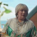 Katherine’s printed poncho on Death and Other Details