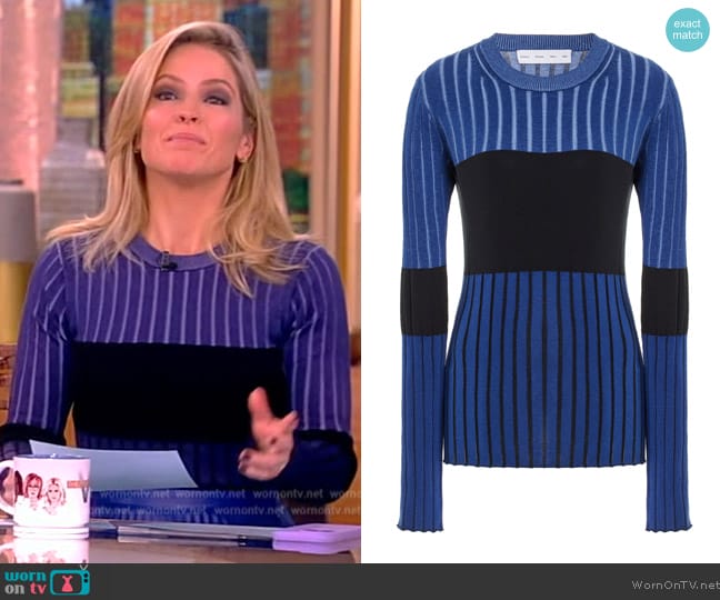 Proenza Schouler Peyton Ribbed Silk-Cotton Top worn by Sara Haines on The View