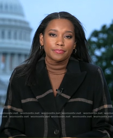 Rachel’s black plaid coat on Good Morning America