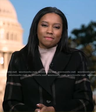 Rachel’s black plaid coat on Good Morning America