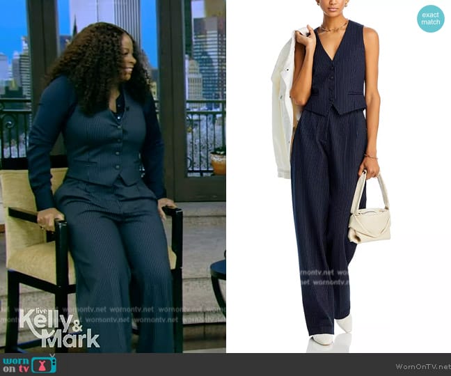 Rag & Bone Priya Stripe Ponte Knit Vest worn by Janelle James on Live with Kelly and Mark