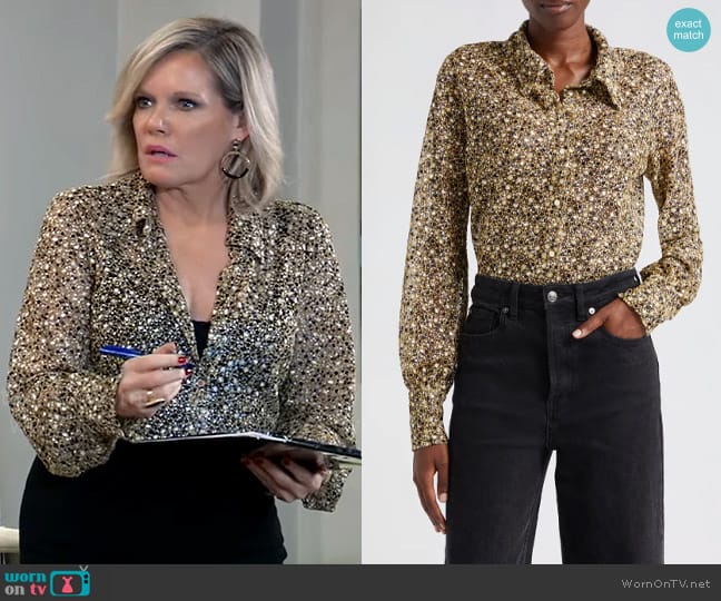 Ramy Brook Amalia Blouse worn by Ava Jerome (Maura West) on General Hospital
