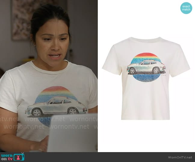 Re/Done Stanley Mouse Car Cotton Tee worn by Nell Serrano (Gina Rodriguez) on Not Dead Yet