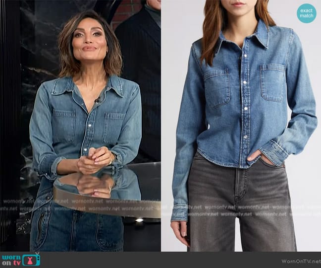 Re/done Slim Fit Denim Snap-Up Shirt worn by Courtney Lopez on E! News