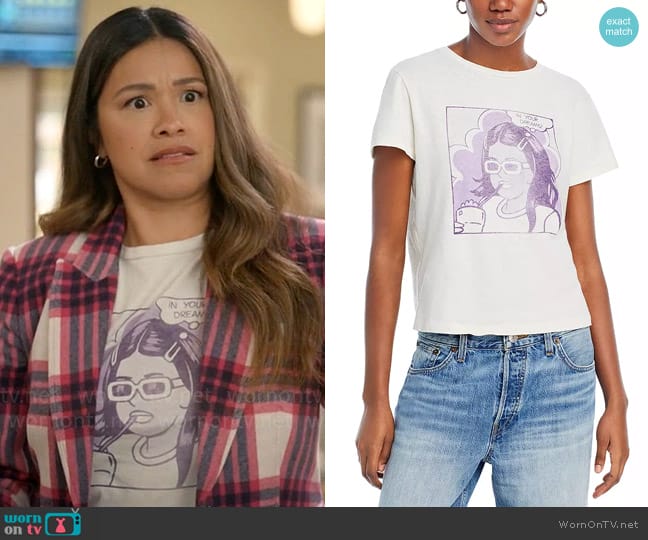 Re/Done In Your Dreams Cotton T-Shirt worn by Nell Serrano (Gina Rodriguez) on Not Dead Yet