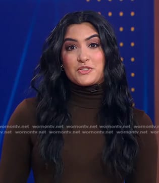 Reena’s brown turtleneck dress on Good Morning America