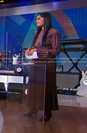 Reena’s pink pleated dress on Good Morning America