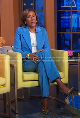 Robin’s blue corduroy blazer and pants on Good Morning America