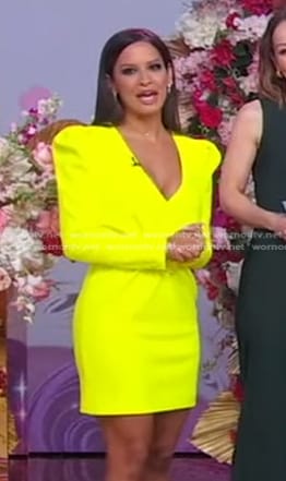 Rocsi Diaz’s yellow puff sleeve mini dress on Good Morning America