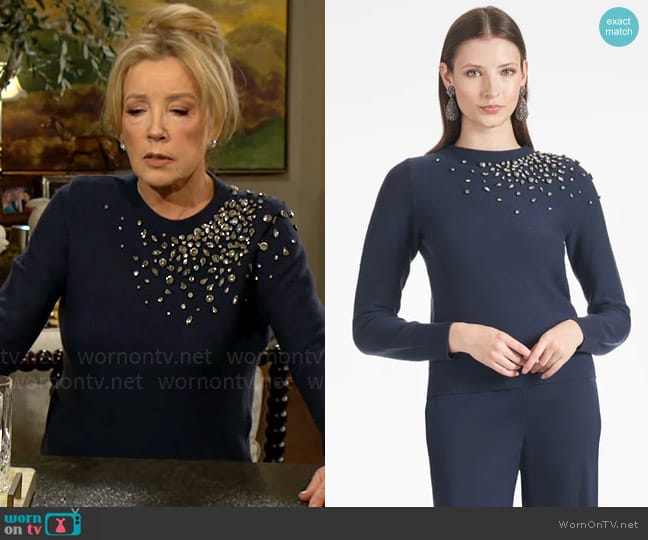 Sachin + Babi Charmaine Knit worn by Nikki Reed Newman (Melody Thomas-Scott) on The Young and the Restless