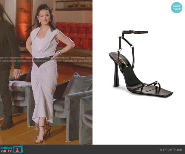 Saint Laurent Nova Sandal in Nero worn by Katy Perry on American Idol
