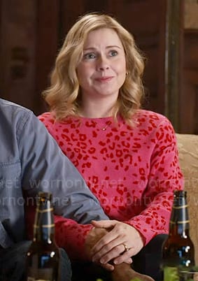 Sam’s pink leopard print sweater on Ghosts