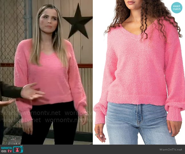 Sanctuary Cozy V Neck Sweater worn by Sasha Gilmore (Sofia Mattsson) on General Hospital