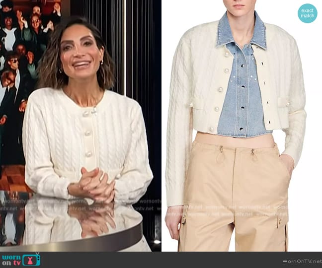 Sandro Cable knit coatigan worn by Courtney Lopez on E! News