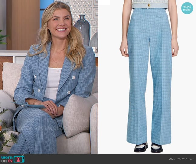 Sandro Narsy Flare Leg Tweed Pants worn by Amanda Kloots on The Talk