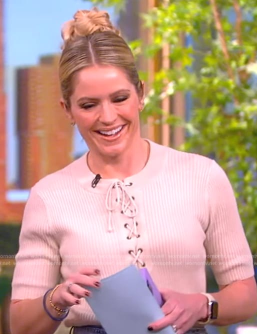 Sara’s lace-up ribbed top and pants on The View
