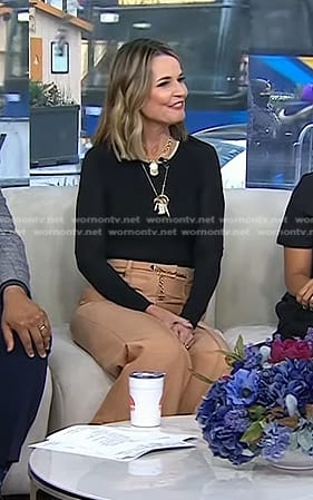 Savannah’s black top and beige pants on Today