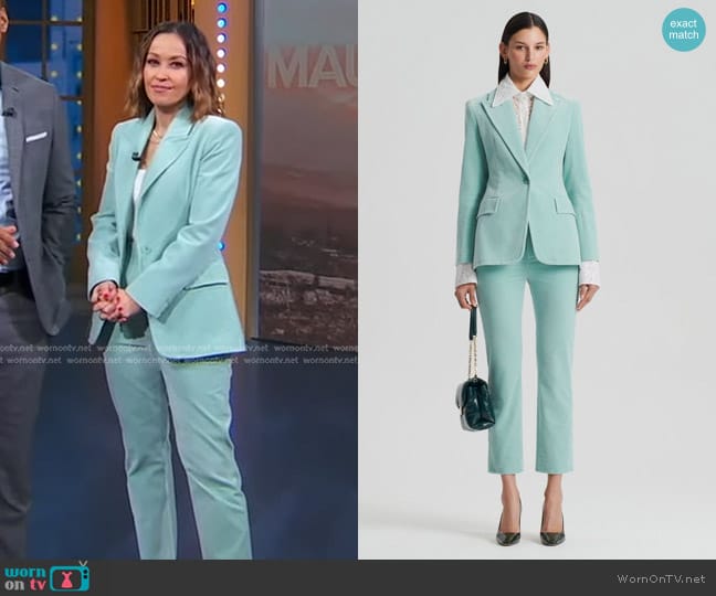 Scanlan Theodore Velvet Jacket in Mint worn by Eva Pilgrim on Good Morning America
