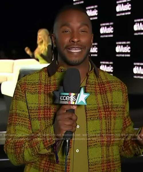 Scott’s green flannel overshirt on Access Hollywood