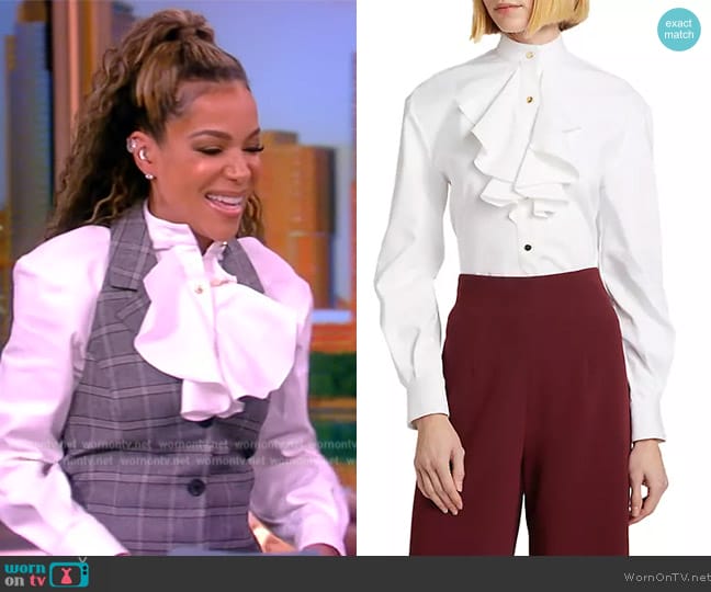 Sergio Hudson Cotton Ruffled Blouse worn by Sunny Hostin on The View