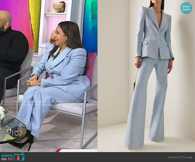 Sergio Hudson Exclusive Denim Blazer in Light Wash worn by Inga Beckham on Today