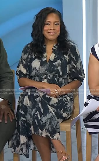 Sheinelle’s black abstract print dress on Today