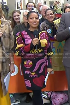 Sheinelle’s black printed sweater dress on Today