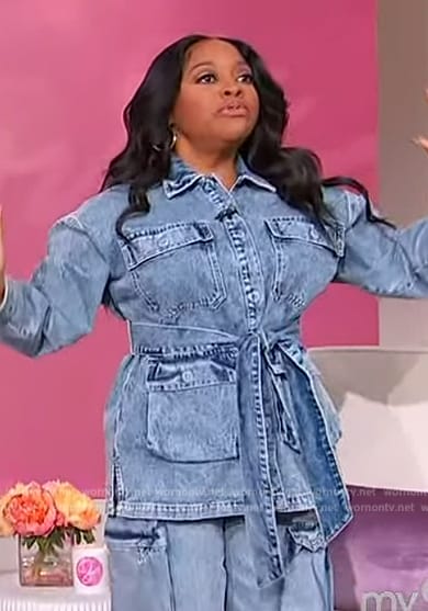 Sherri’s denim belted jacket on Sherri