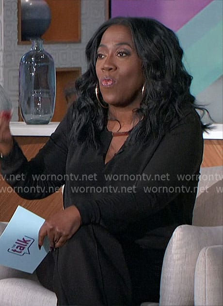 Sheryl’s black keyhole blouse on The Talk