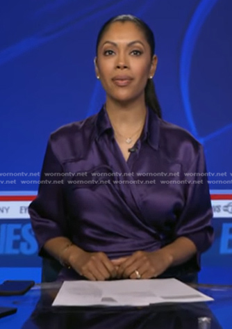 Shirleen’s purple wrap top on Good Morning America