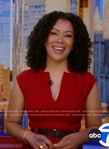 Shirleen’s red belted v-neck dress on Good Morning America